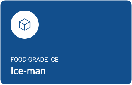 Ice cube icon with the text Ice-man